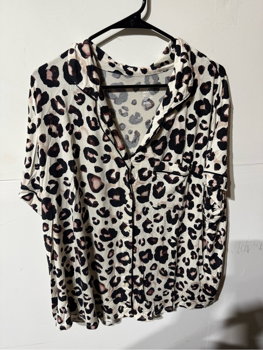 Leopard Print Button-Front Women's Sleep Top
